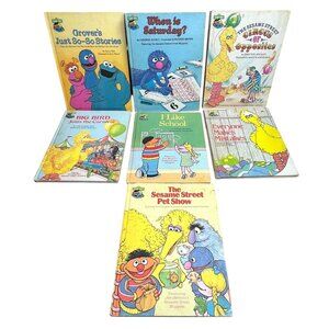 Vintage 1980s Sesame Street Golden Book Club Lot 7 Piece Hardcover Set